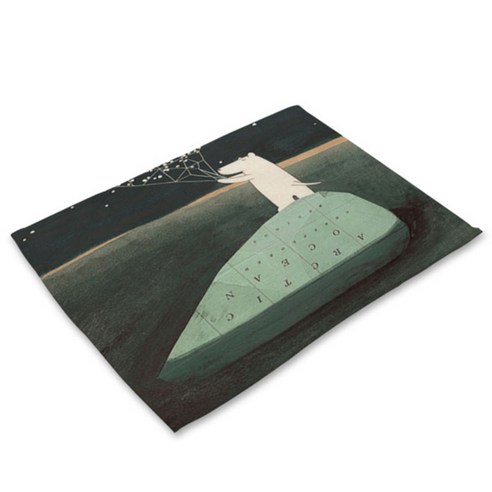 아울리빙 화이트 동물친구들 식탁매트, I, 42 x 32 cm