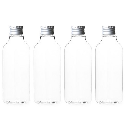 병도매닷컴 AN250 투명 음료용기 알루미늄 실버캡, 250ml, 4개
