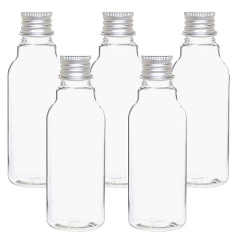 병도매닷컴 AN120 투명 음료용기 알루미늄 실버캡, 120ml, 5개