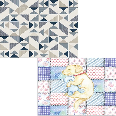 벨라 실리콘 식탁매트 2p 낮잠 세트, 낮잠, 세모패턴, 385 x 285 mm, 두께 1mm