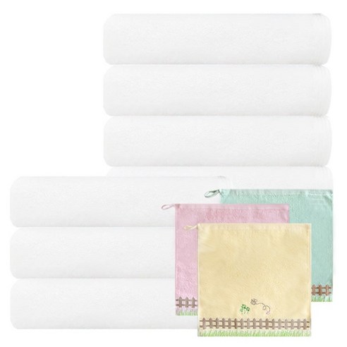 송월타월 헤비무지 190g x 7p + 포모스 허니펜스 핸드타올 고리 랜덤 발송 3p, 아이보리, 1세트