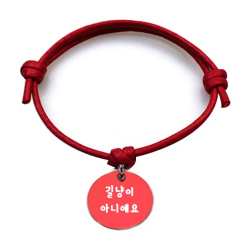 펫츠룩 굿모닝 레드 반려동물 목걸이 S + 알미늄원형 팬던트 M, 레드(길냥이아니에요), 1개