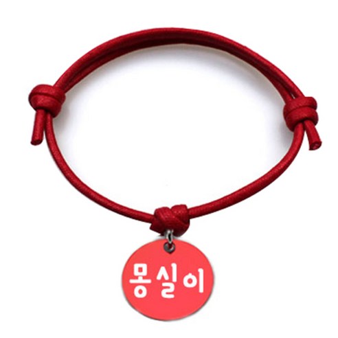 펫츠룩 굿모닝 레드 반려동물 목걸이 S + 알미늄원형 팬던트 M, 레드(몽실이), 1개
