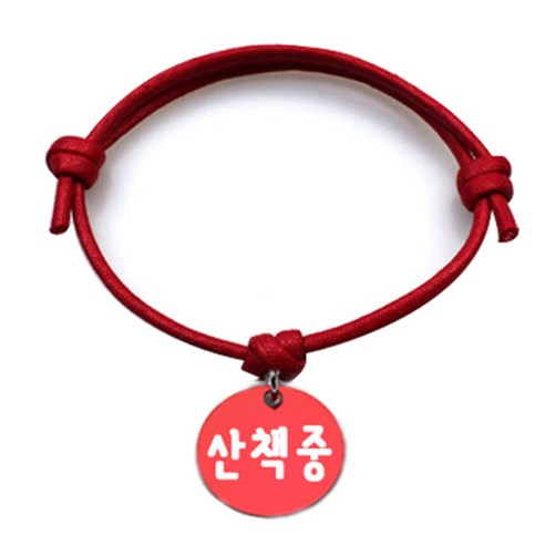 펫츠룩 굿모닝 레드 반려동물 목걸이 S + 알미늄원형 팬던트 M, 레드(산책중), 1개