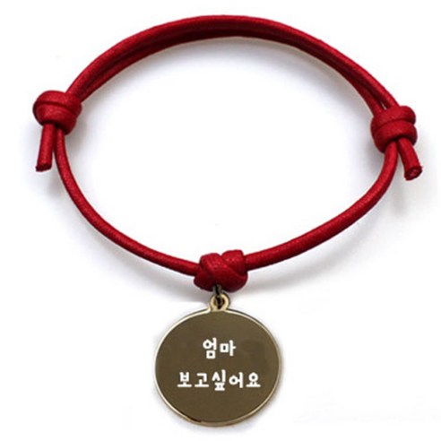 펫츠룩 굿모닝 레드 반려동물 목걸이 S + 메탈원형 팬던트 M, 골드(엄마보고싶어요), 1개