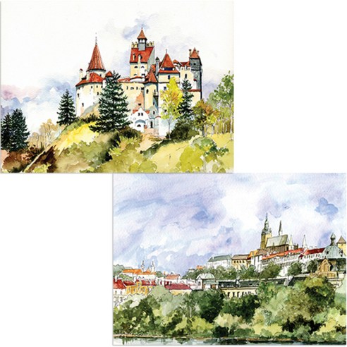 벨라 실리콘 식탁매트 도시풍경1 세트, 도시풍경1, 성풍경, 385 x 285 mm