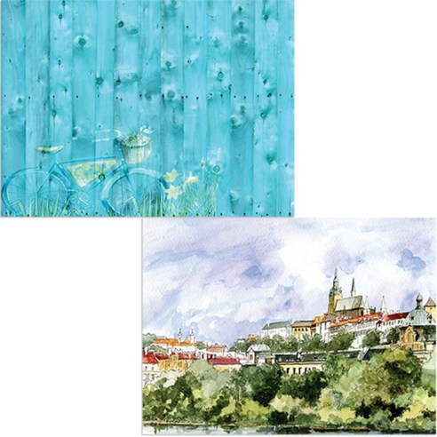 벨라 실리콘 식탁매트 도시풍경1 세트, 도시풍경1, 자전거, 385 x 285 mm