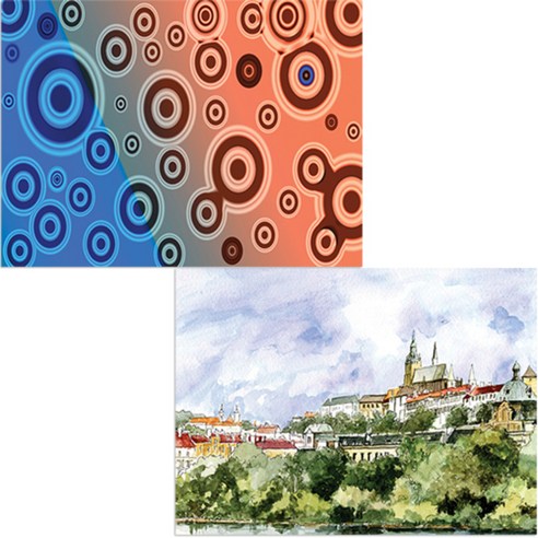 벨라 실리콘 식탁매트 도시풍경1 세트, 도시풍경1, 동그라미2, 385 x 285 mm