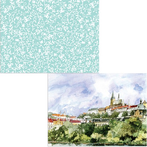벨라 실리콘 식탁매트 도시풍경1 세트, 도시풍경1, 줄기패턴, 385 x 285 mm