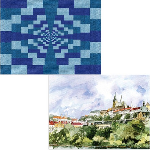 벨라 실리콘 식탁매트 도시풍경1 세트, 도시풍경1, 칠교패턴9, 385 x 285 mm