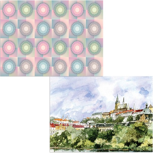 벨라 실리콘 식탁매트 도시풍경1 세트, 도시풍경1, 환상, 385 x 285 mm