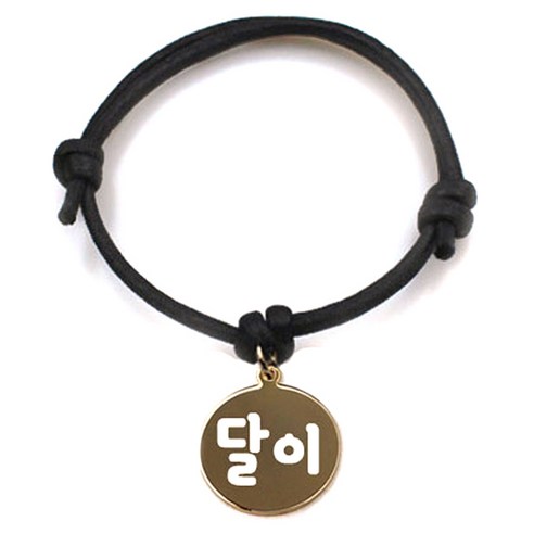 펫츠룩 굿모닝 블랙 반려동물 목걸이 S + 메탈 원형 팬던트 S, 골드(달이), 1개