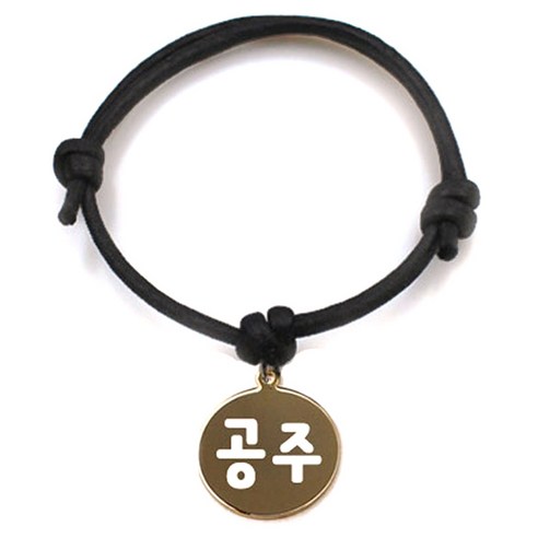 펫츠룩 굿모닝 블랙 반려동물 목걸이 S + 메탈 원형 팬던트 S, 골드(공주), 1개