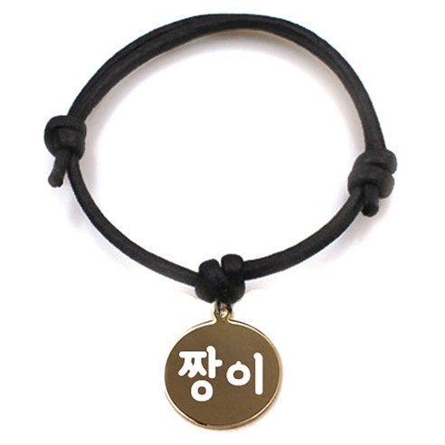 펫츠룩 굿모닝 블랙 반려동물 목걸이 S + 메탈 원형 팬던트 S, 골드(짱이), 1개