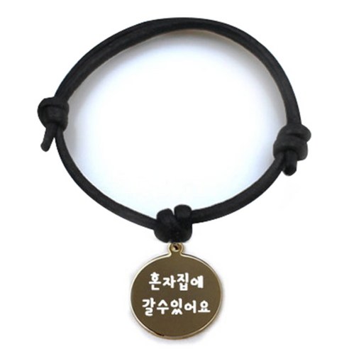 펫츠룩 굿모닝 블랙 반려동물 목걸이 S + 메탈원형 팬턴트 M, 골드(혼자집에갈수있어요), 1개