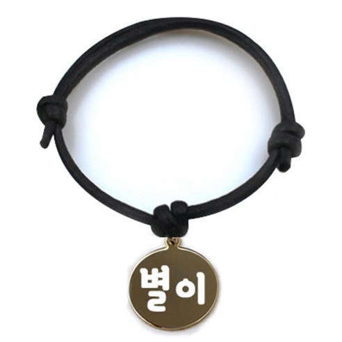 펫츠룩 굿모닝 블랙 반려동물 목걸이 S + 메탈원형 팬턴트 M, 골드(별이), 1개