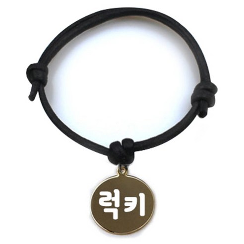펫츠룩 굿모닝 블랙 반려동물 목걸이 S + 메탈원형 팬턴트 M, 골드(럭키), 1개