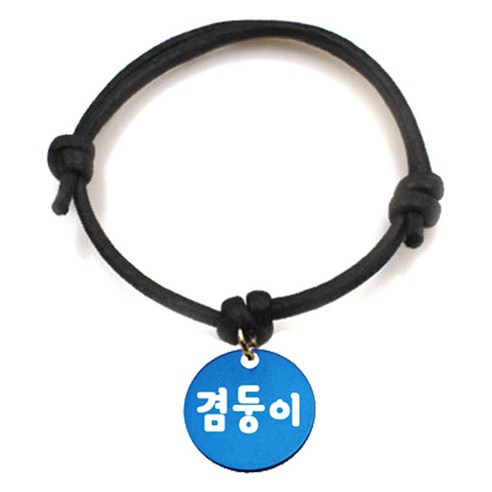 펫츠룩 굿모닝 블랙 반려동물 목걸이 S + 알미늄원형 팬던트 S, 블루(겸둥이), 1개