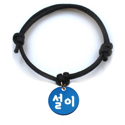 펫츠룩 굿모닝 블랙 반려동물 목걸이 S + 알미늄원형 팬던트 M, 블루(설이), 1개
