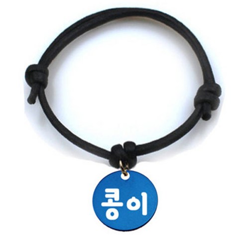 펫츠룩 굿모닝 블랙 반려동물 목걸이 S + 알미늄원형 팬던트 M, 블루(콩이), 1개