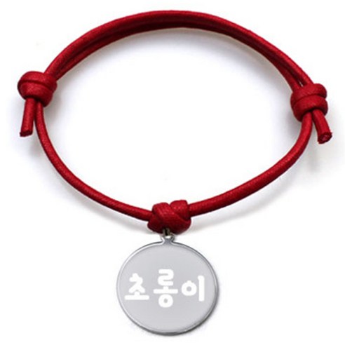 펫츠룩 굿모닝 레드 반려견 목걸이 M + 메탈원형 팬던트 S, 실버(초롱이), 1개