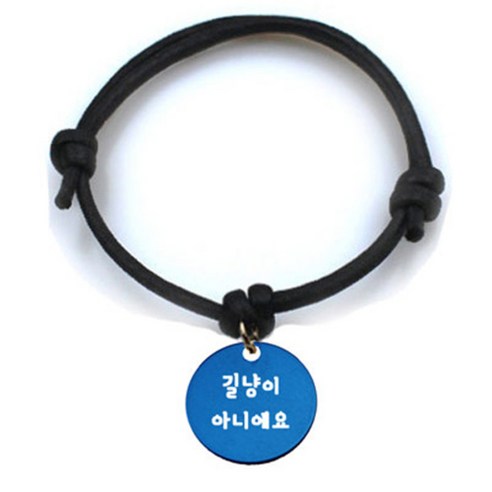 펫츠룩 굿모닝 블랙 반려동물 목걸이 S + 알미늄원형 팬던트 M, 블루(길냥이아니에요), 1개