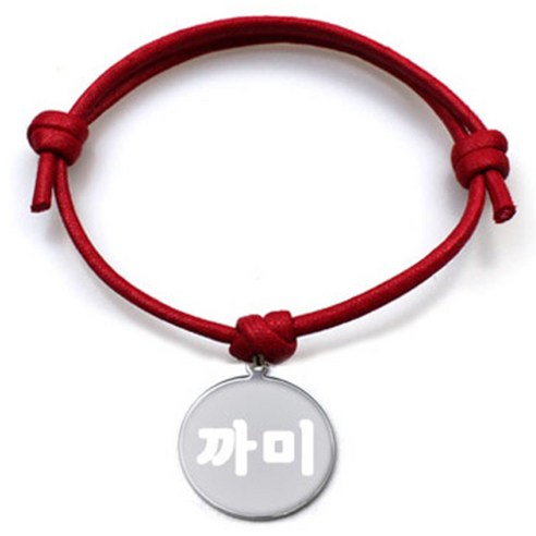 펫츠룩 굿모닝 레드 반려견 목걸이 M + 메탈원형 팬던트 S, 실버(까미), 1개