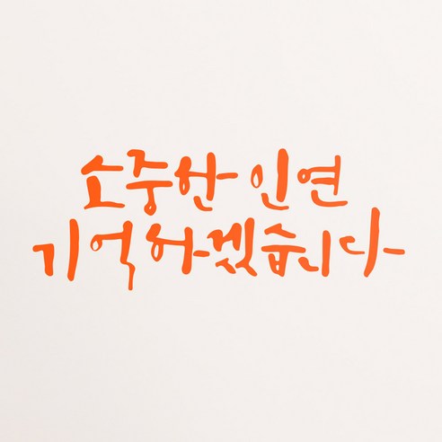 1AM 캘리그라피 인테리어 포인트 스티커 소중한 인연, 주황