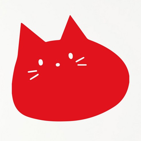 1AM 캘리그라피 인테리어 포인트 스티커 풍선고양이, 빨강
