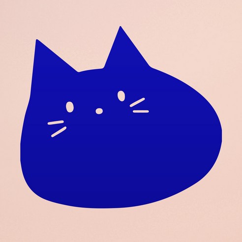 1AM 캘리그라피 인테리어 포인트 스티커 풍선고양이, 파랑