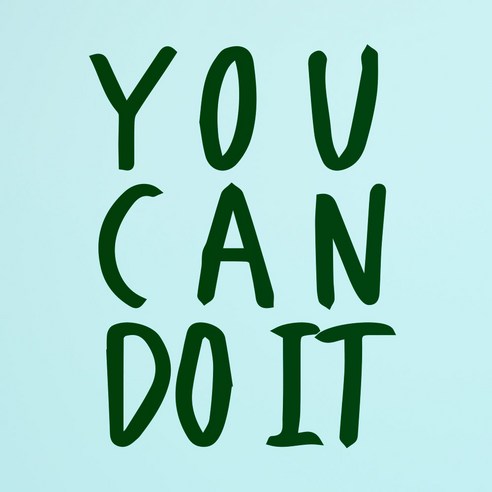 1AM 캘리그라피 인테리어 포인트 스티커 YOU CAN DO IT, 초록