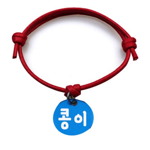 펫츠룩 굿모닝 레드 반려동물 목걸이 M + 알미늄원형 팬던트 M, 블루(콩이), 1개