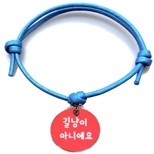 펫츠룩 굿모닝 블루 반려동물 목걸이 M + 알미늄원형 팬던트 S, 레드(길냥이아니에요), 1개