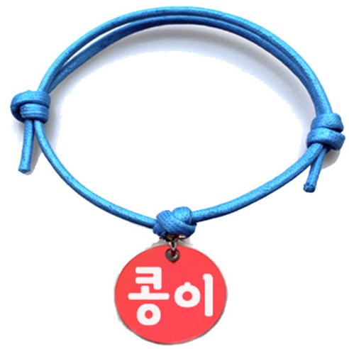 펫츠룩 굿모닝 블루 반려동물 목걸이 M + 알미늄원형 팬던트 S, 레드(콩이), 1개