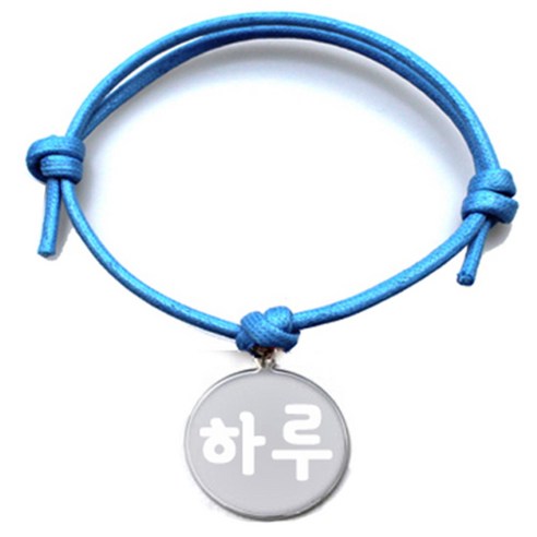 펫츠룩 굿모닝 블루 반려동물 목걸이 M + 메탈원형 팬던트 M, 실버(하루), 1개
