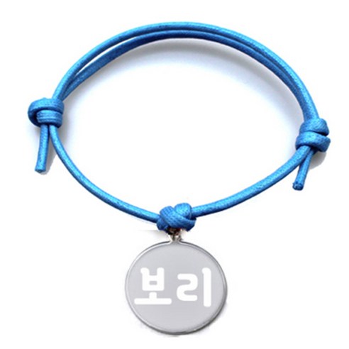펫츠룩 굿모닝 블루 반려동물 목걸이 M + 원형 팬던트 S, 실버(보리), 1개