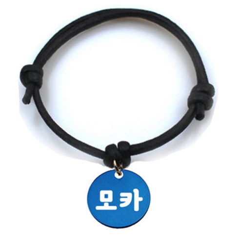 펫츠룩 굿모닝 블랙 반려동물 목걸이 M + 알미늄원형 팬던트 M, 블루(모카), 1개