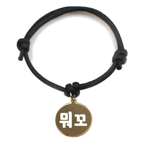 펫츠룩 굿모닝 블랙 반려동물 목걸이 M + 메탈원형 팬던트 S, 골드(뭐꼬), 1개