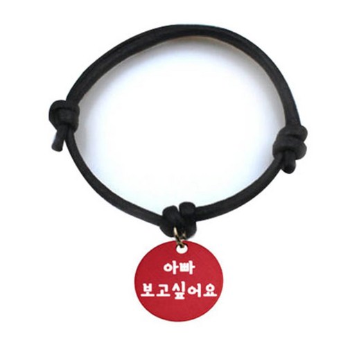 펫츠룩 굿모닝 블랙 반려동물 목걸이 M + 알미늄 원형 팬던트 S, 레드(아빠보고싶어요), 1개