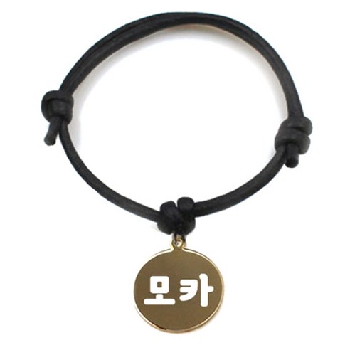 펫츠룩 굿모닝 블랙 반려동물 목걸이 M + 메탈원형 팬던트 S, 골드(모카), 1개