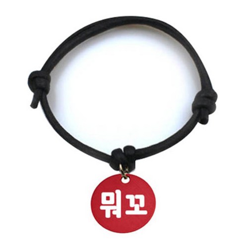 펫츠룩 굿모닝 블랙 반려동물 목걸이 M + 알미늄원형 팬던트 M, 레드(뭐꼬), 1개