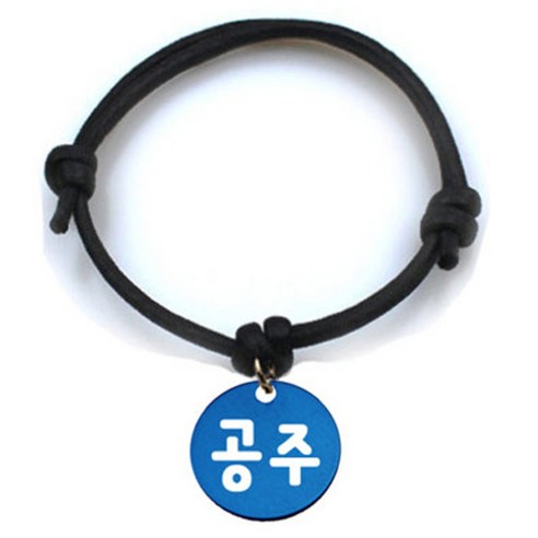 펫츠룩 굿모닝 블랙 반려동물 목걸이 M + 알미늄원형 팬던트 M, 블루(공주), 1개