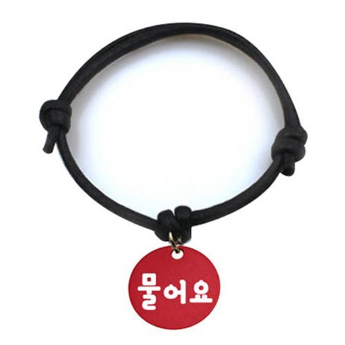 펫츠룩 굿모닝 블랙 반려동물 목걸이 M + 알미늄원형 팬던트 M, 레드(물어요), 1개