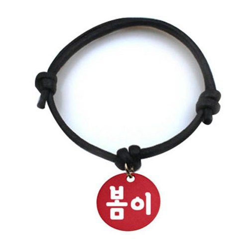 펫츠룩 굿모닝 블랙 반려동물 목걸이 M + 알미늄 원형 팬던트 S, 레드(봄이), 1개