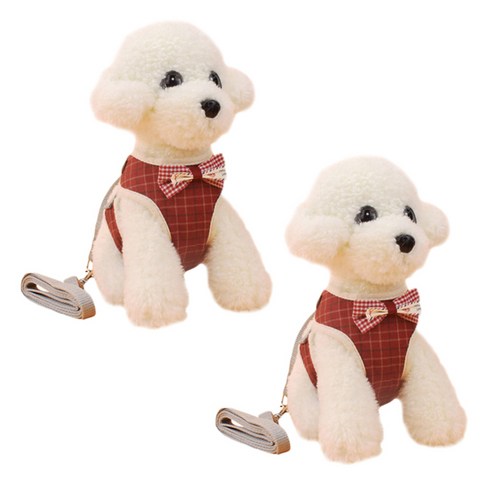 Dr.Mini 고양이 앤 강아지 가슴 스트랩 조끼 2p, 격자 레드