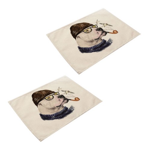 아울리빙 도그 앤 캣 식탁매트 2p, H, 42 x 32 cm