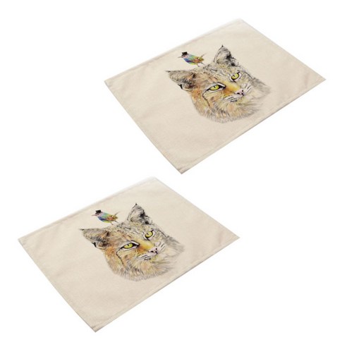 아울리빙 도그 앤 캣 식탁매트 2p, S, 42 x 32 cm