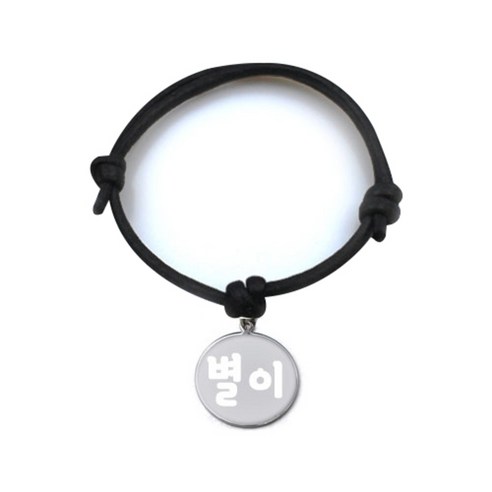펫츠룩 굿모닝 블랙 반려동물 목걸이 M + 메탈 원형 팬던트 S, 실버(별이), 1개