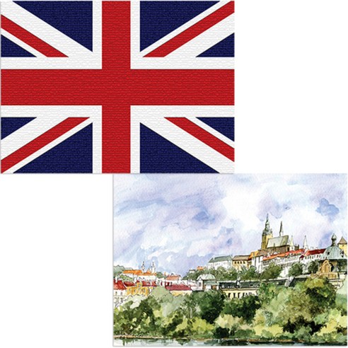 벨라 실리콘 식탁매트 도시풍경 1 + 영국국기, 혼합 색상, 385 x 285 mm, 두께 1mm