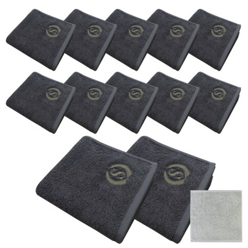 송월타월 슈퍼클래스 S50 세면타올 150g x 12p + 리본핸드타올, 회색, 1세트